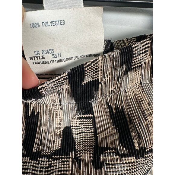 Vintage Lori Weidner Skirt Size 10 Womens Midi Abstract Stretch Ribbed Black Tan - Picture 8 of 9